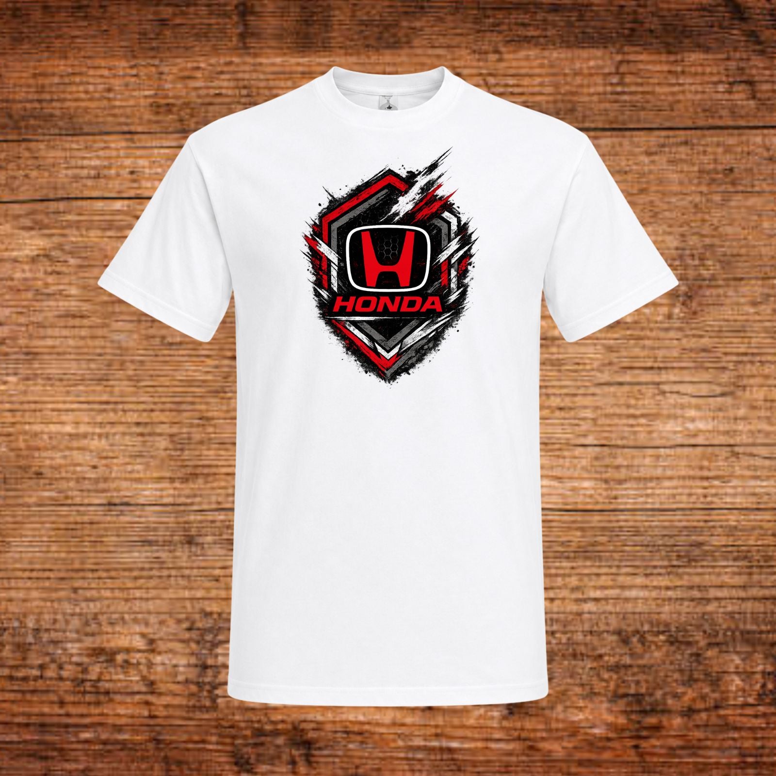 Weißes Honda-T-Shirt mit Frontprint im Schild-Design