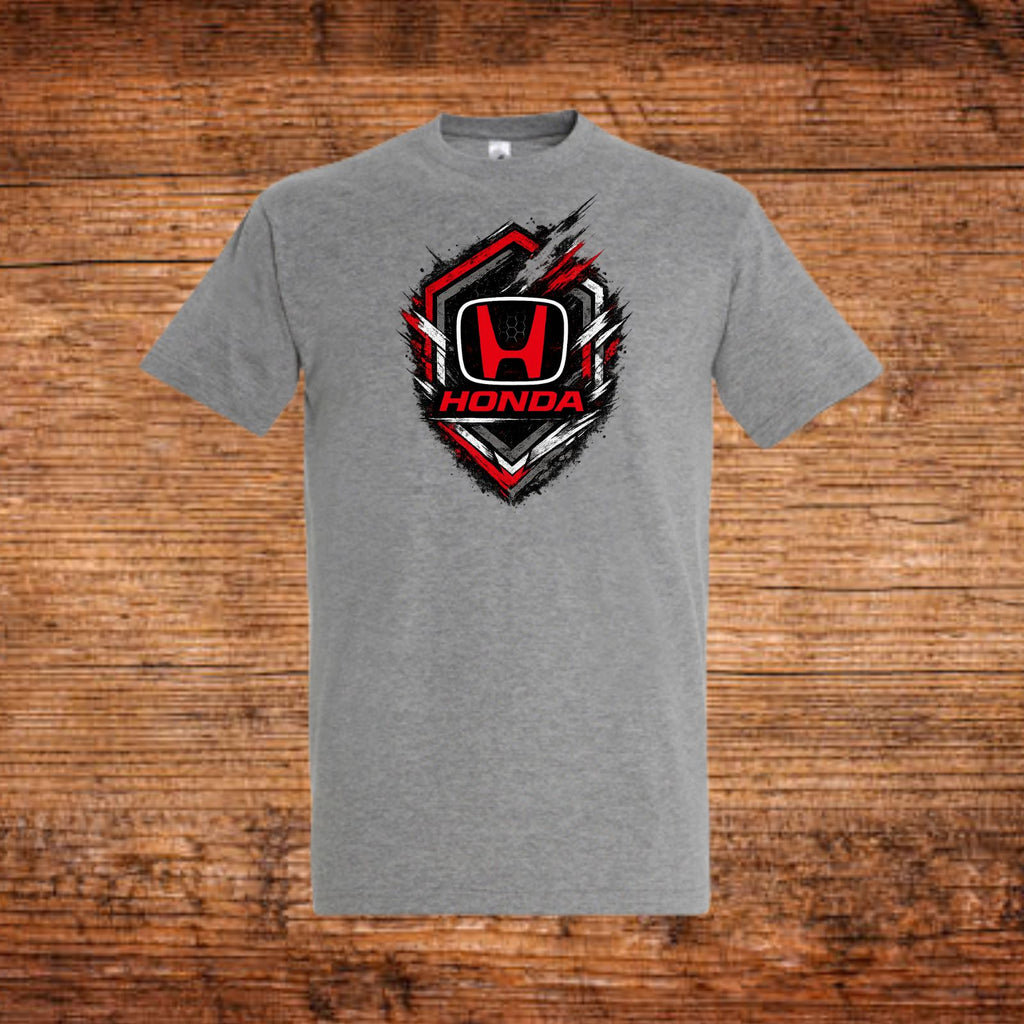 Graues T‑Shirt mit Honda-Logo vorn