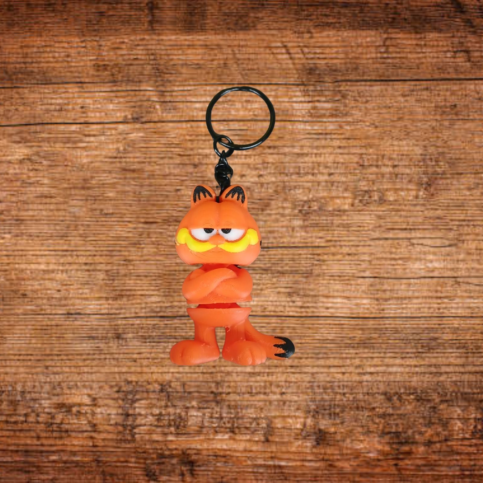 Garfield-Schlüsselanhänger: orange Katze mit Schlüsselring und Anhängerfigur
