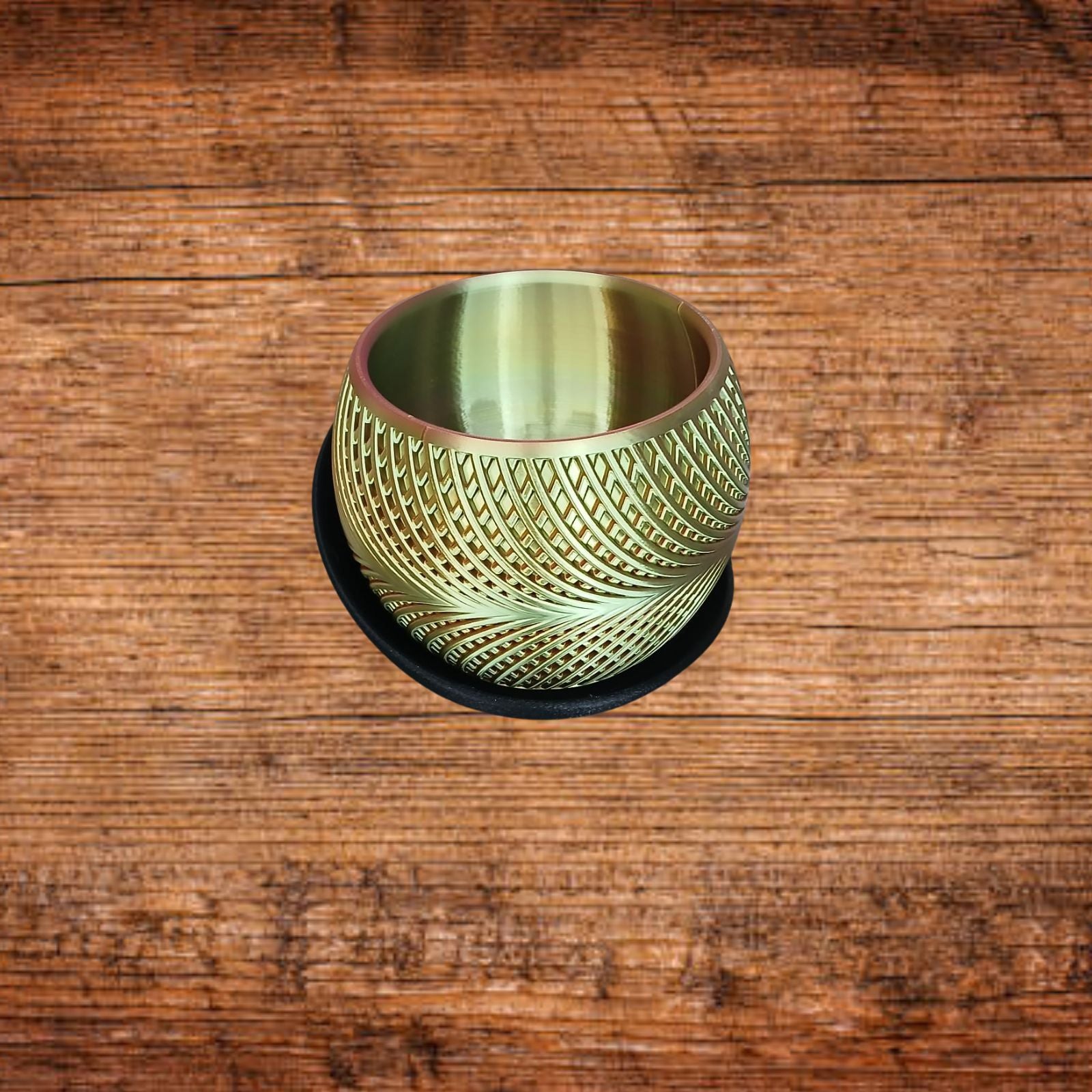 Goldener Blumentopf mit 3D-Wellenmuster, rund, 18 cm