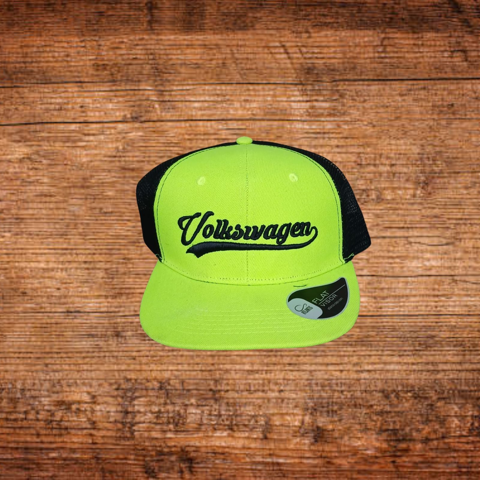 Snapback-Cap in Neon-Grün mit schwarzem Mesh und Volkswagen-Logo