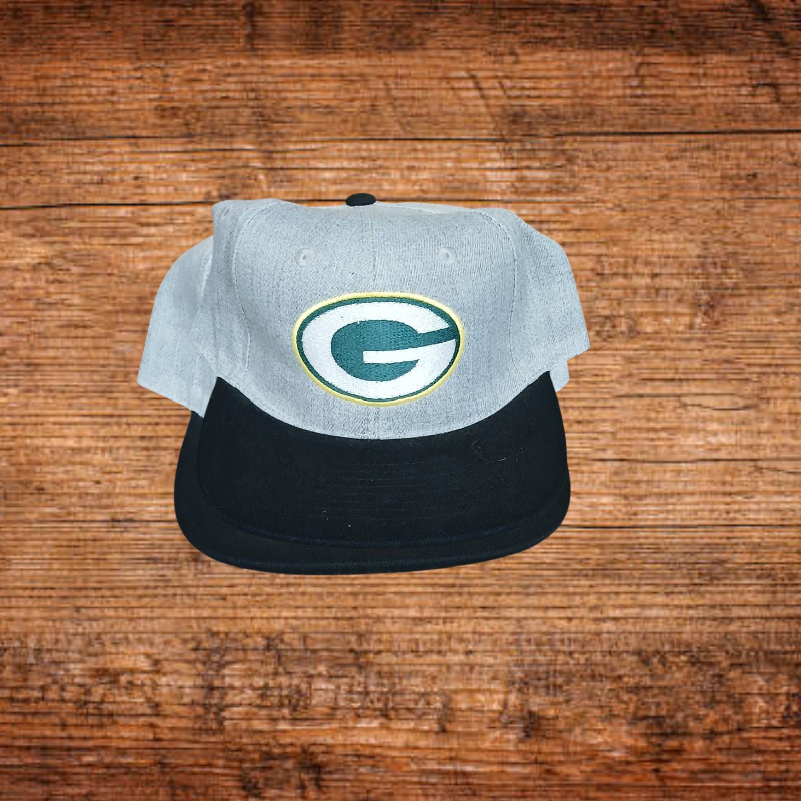 Zweifarbige Snapback-Kappe in Grau/Schwarz mit rundem Front-Logo