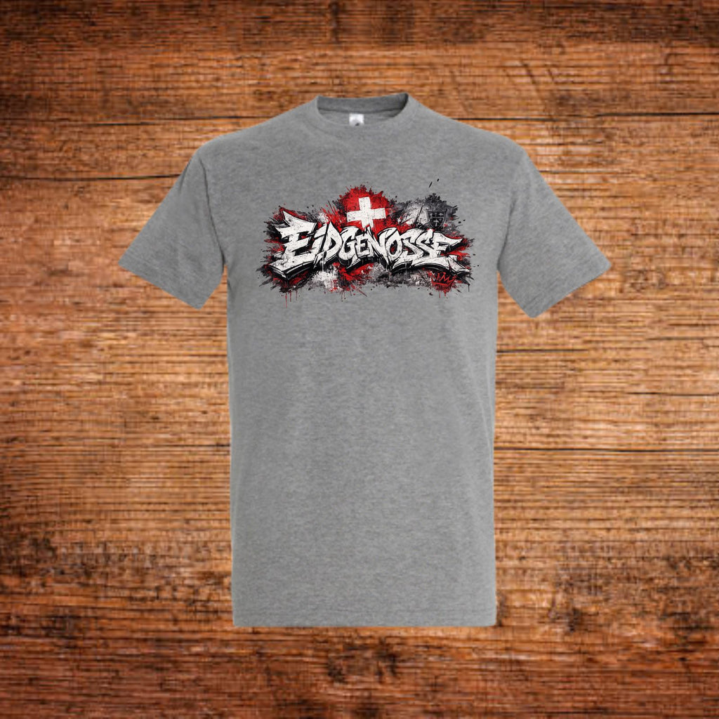 Graues Herren-T-Shirt mit Rundhalsausschnitt und Frontmotiv