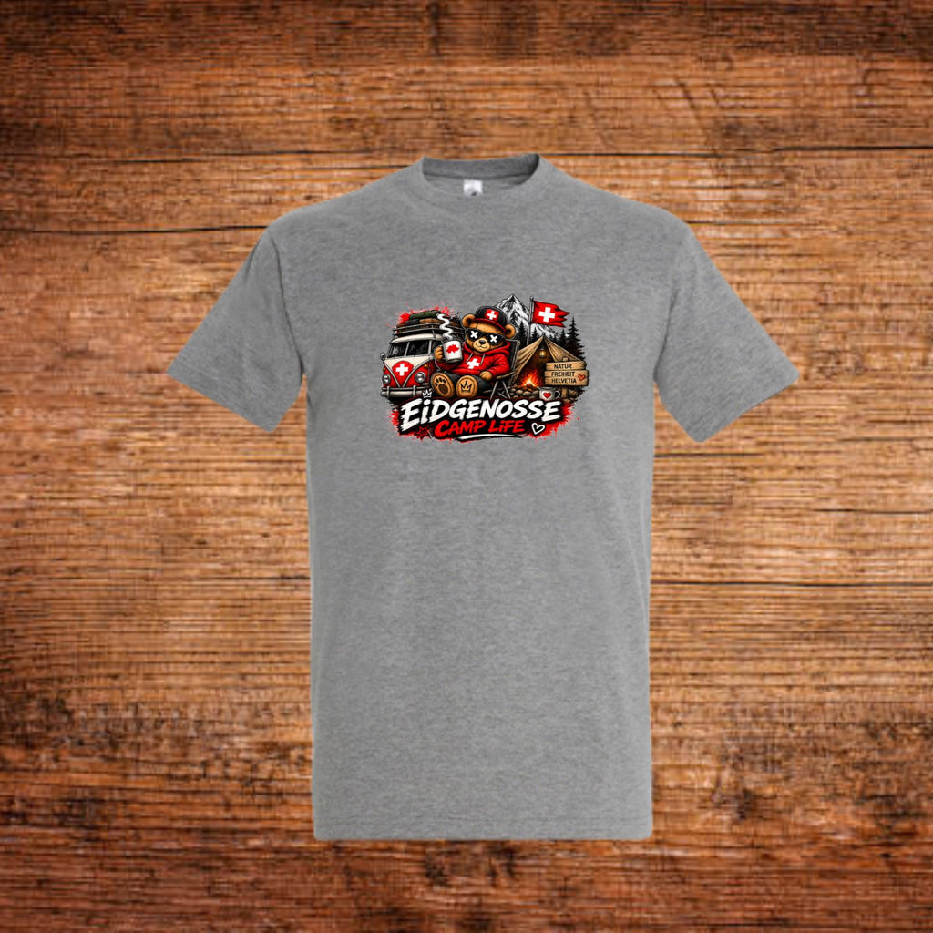 Graues T-Shirt mit Frontprint und Rundhalsausschnitt