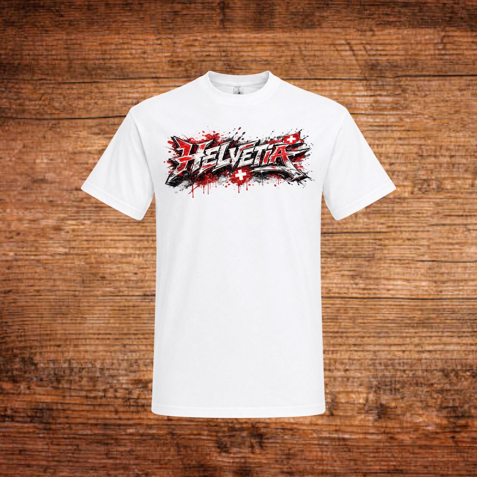 Graffiti-T-Shirt, weiß, Rundhalsausschnitt, Frontprint im Sprühstil