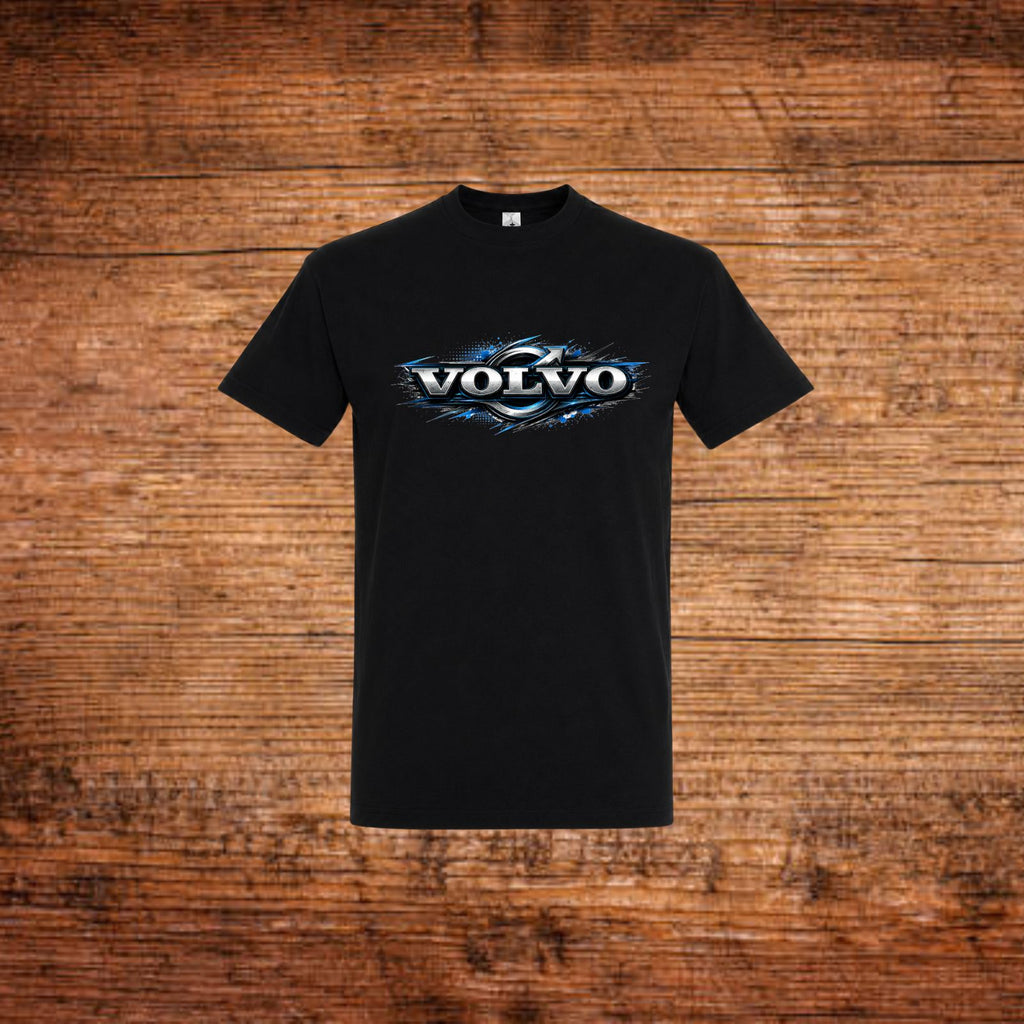 Schwarzes T-Shirt mit Volvo-Logo vorn