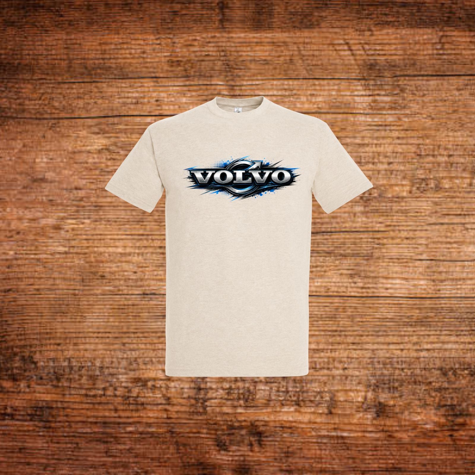 T-Shirt in Beige mit Volvo-Logo vorn in Chrome-Optik