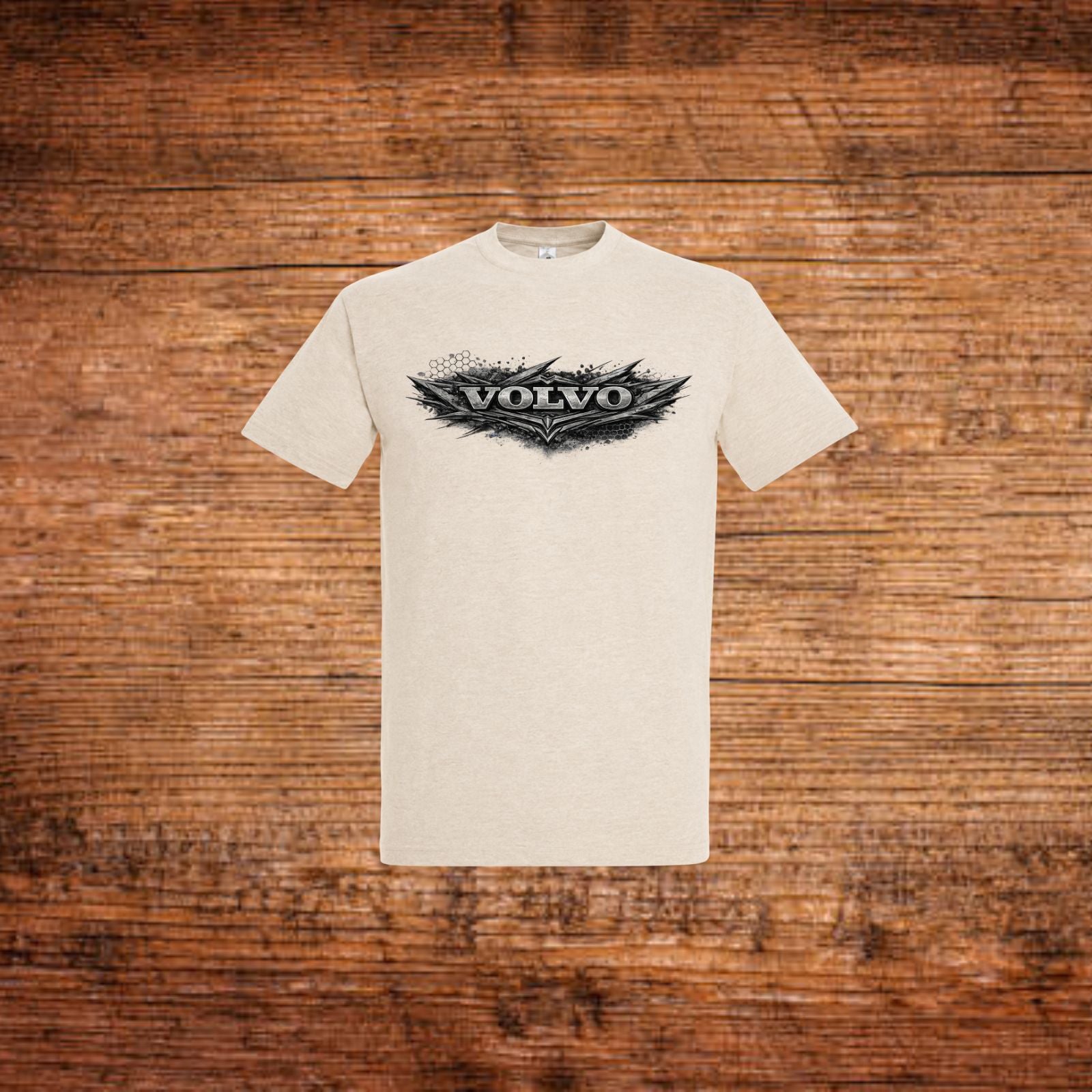 Beiges T-Shirt mit VOLVO Metall-Logo vorne