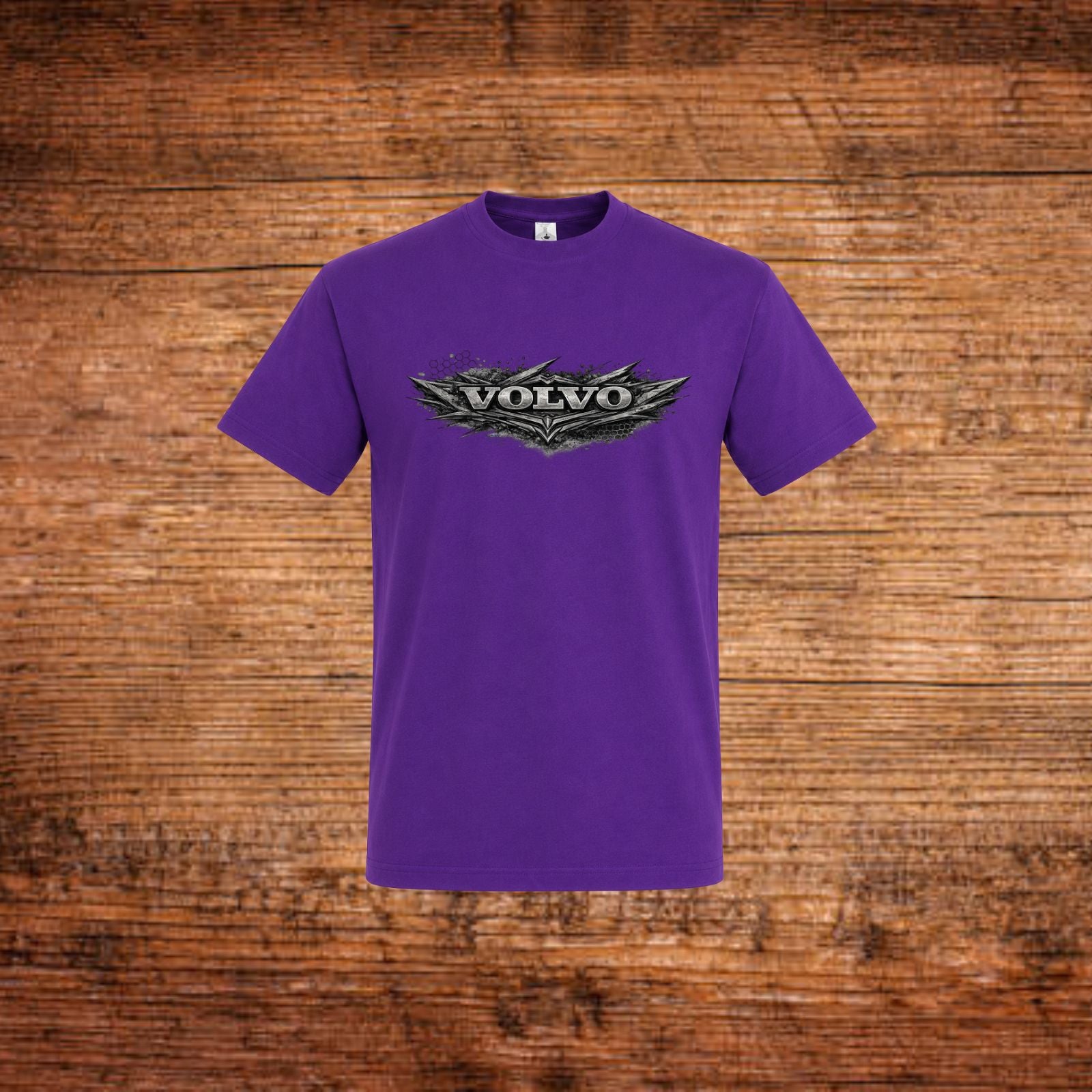 Lila T-Shirt mit VOLVO Metall-Logo vorne