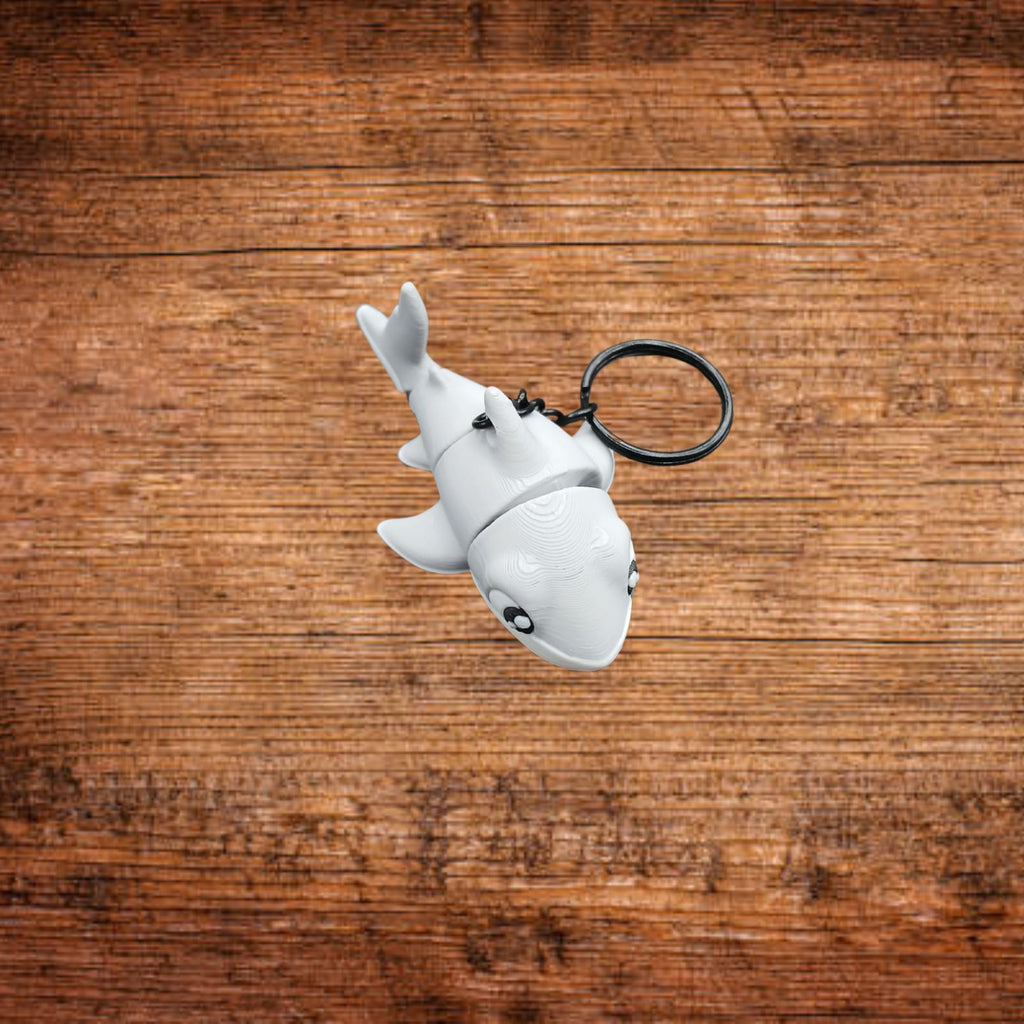 Axolotl-Schlüsselanhänger aus 3D-PLA, weißes Tiermodell mit Kettenring und Schwanz