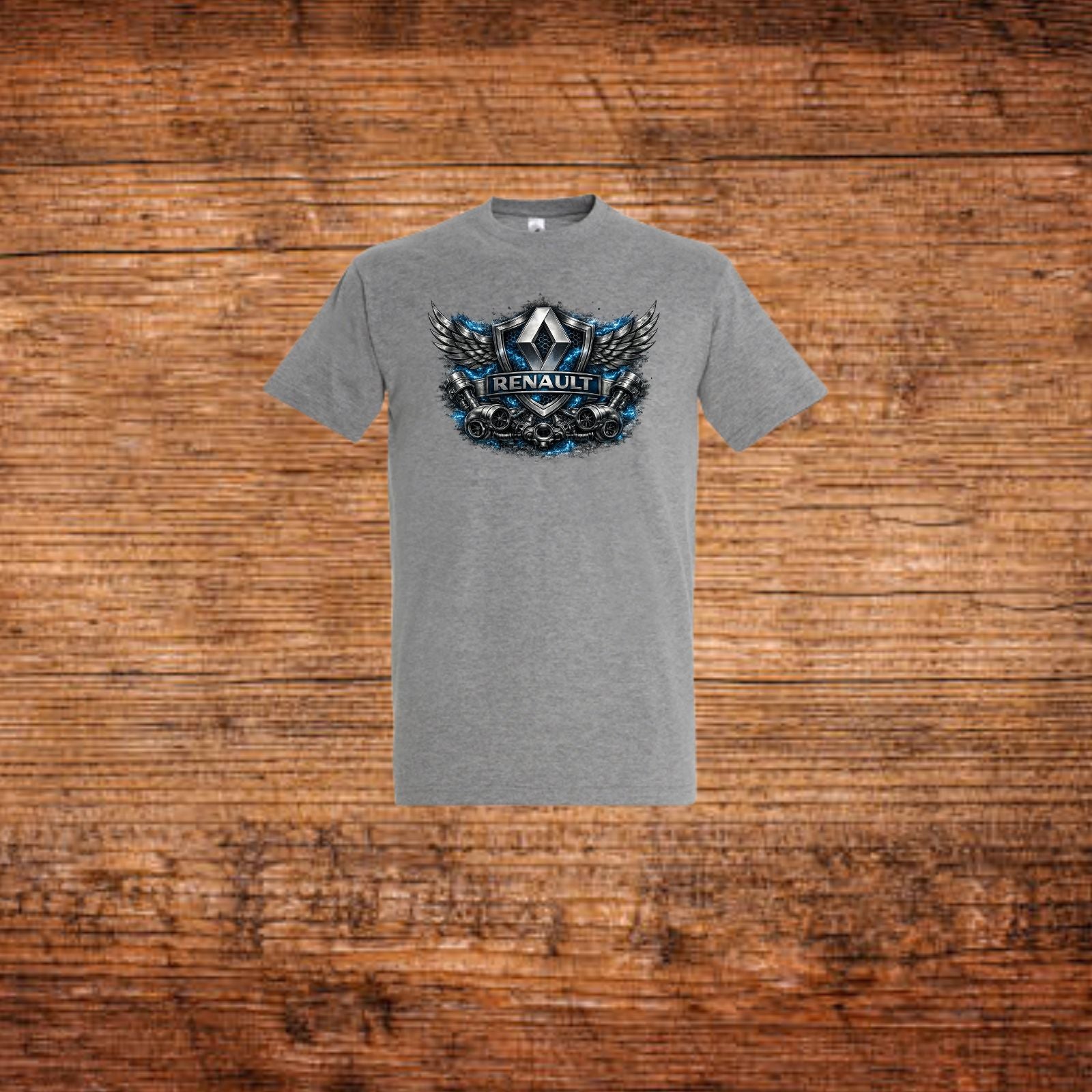 Graues Renault T-Shirt mit großem Logo-Print auf der Brust