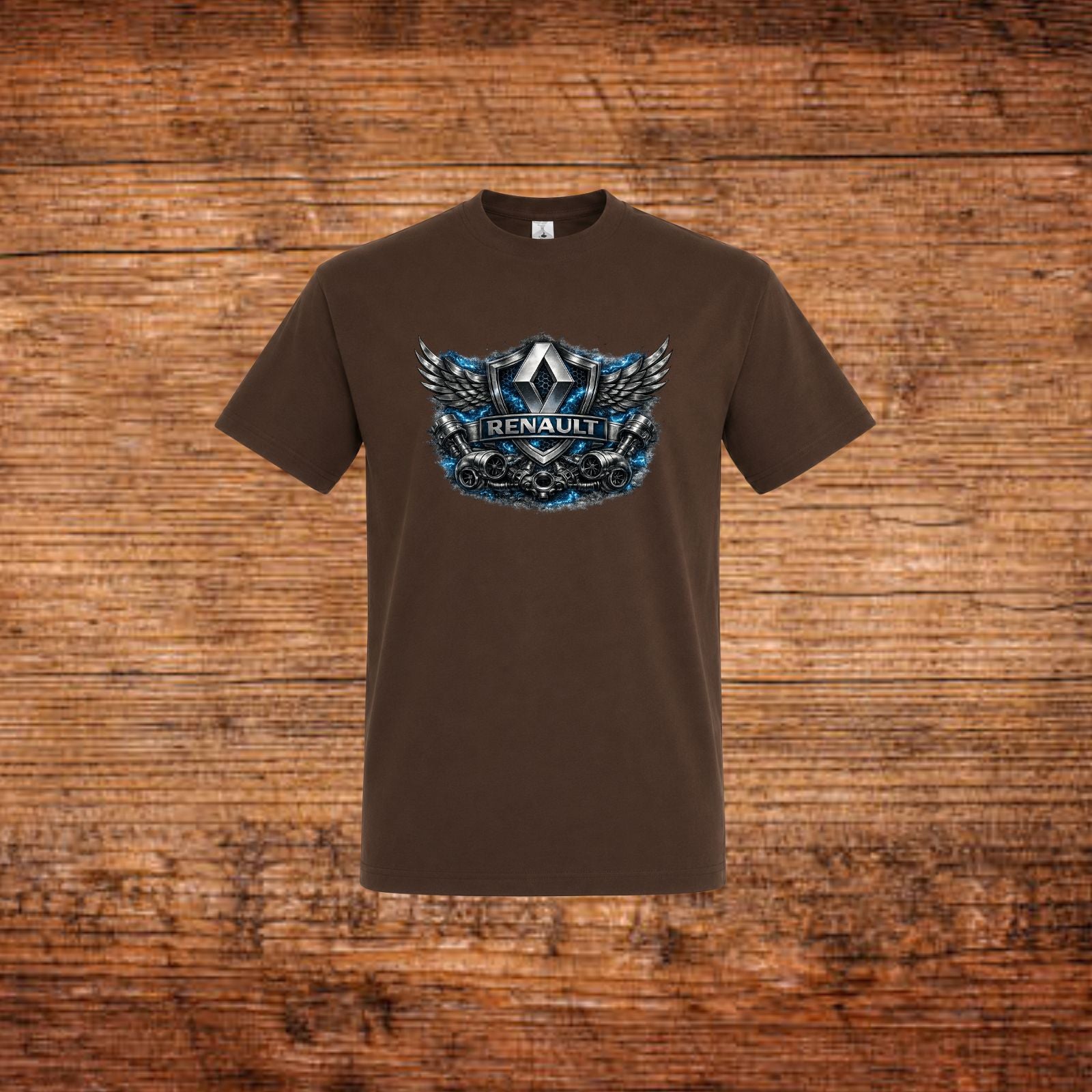 Braunes Renault T-Shirt mit Flügel-Logo-Print auf der Brust