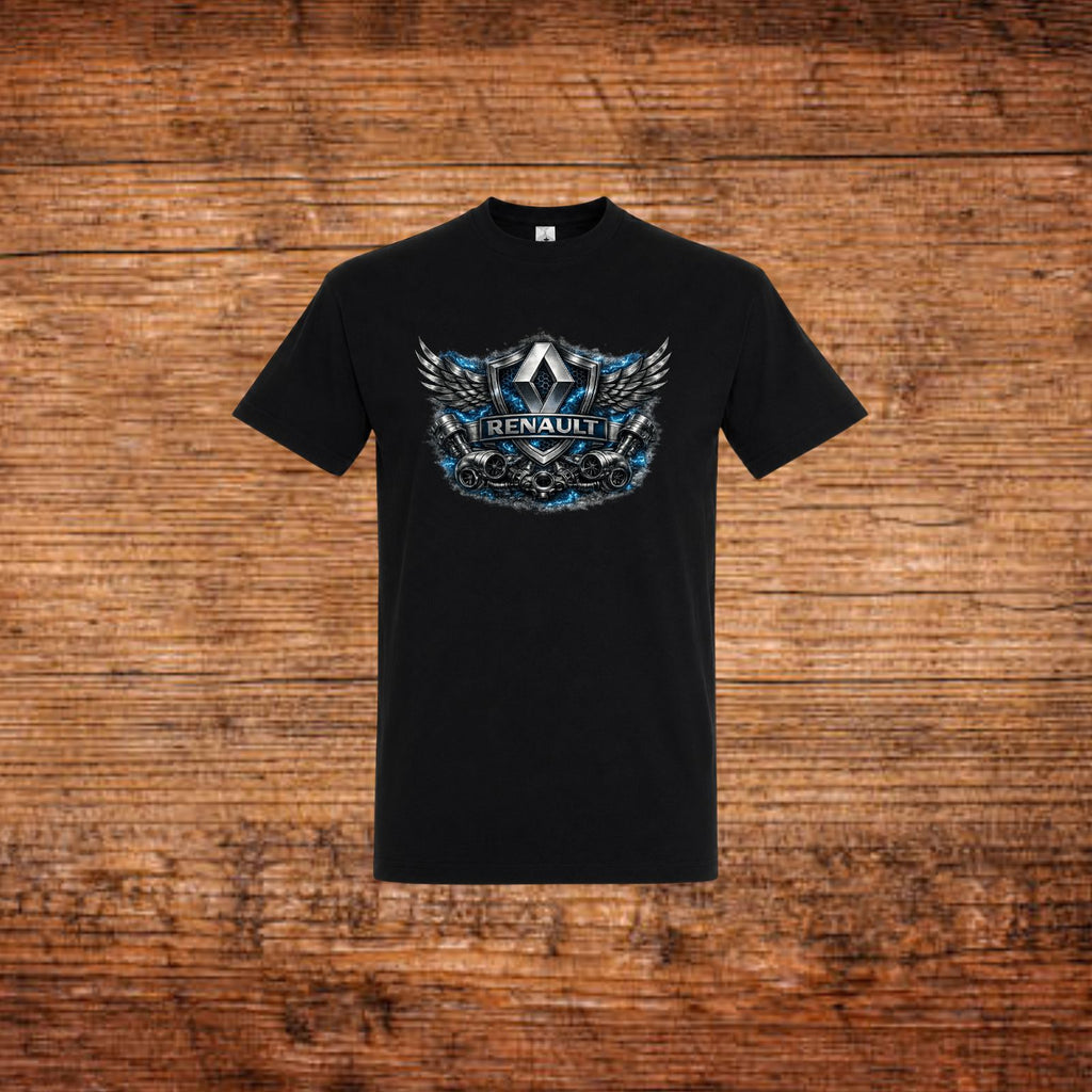 Schwarzes Renault T-Shirt mit Flügel-Logo-Print auf der Brust