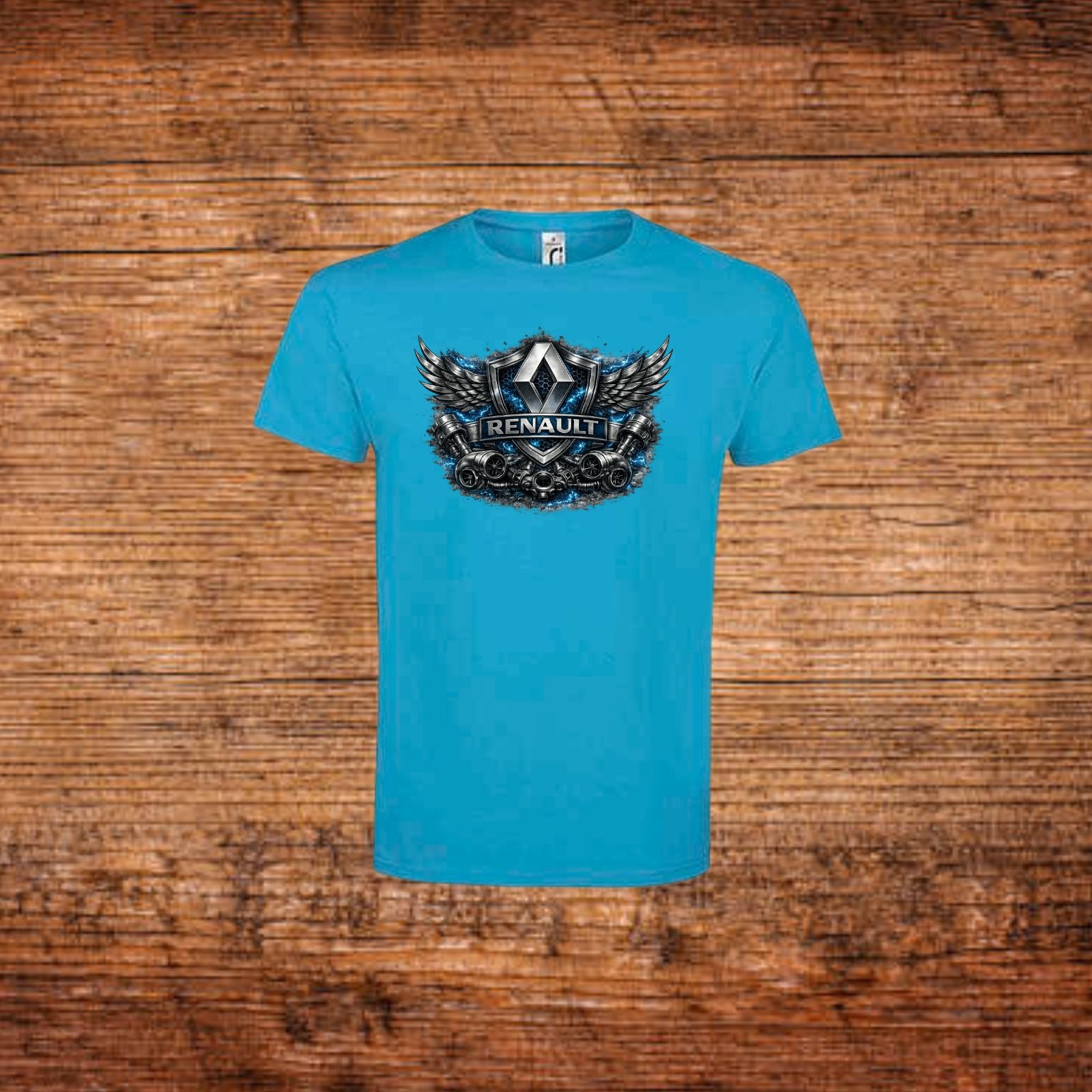 Türkises Renault T-Shirt mit Flügel-Logo-Print auf der Brust