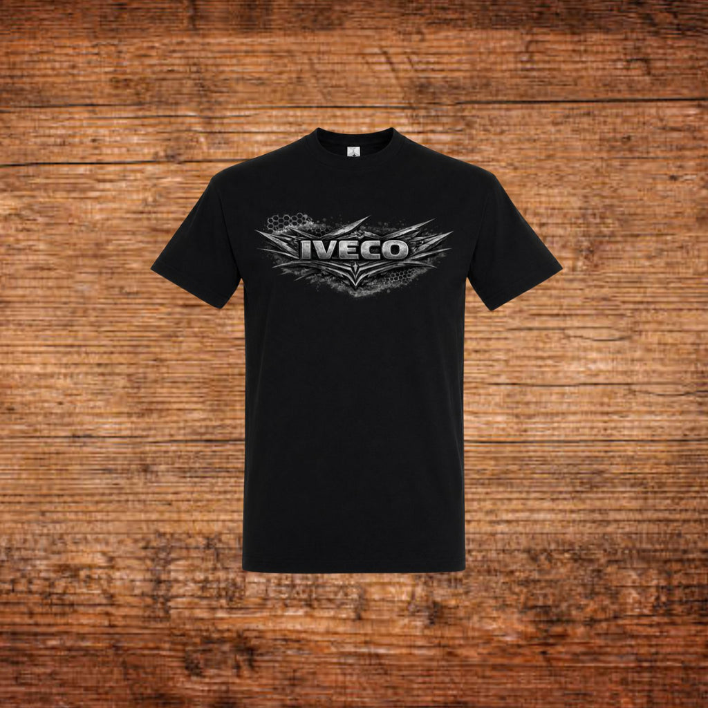 IVECO Shadow Edition T-Shirt in Schwarz mit großem IVECO-Logo auf der Brust