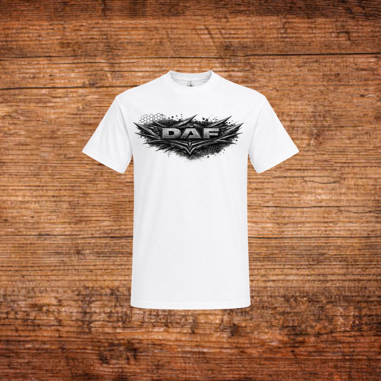 Weißes T-Shirt mit DAF Frontlogo, Rundhalsausschnitt und kurzem Arm