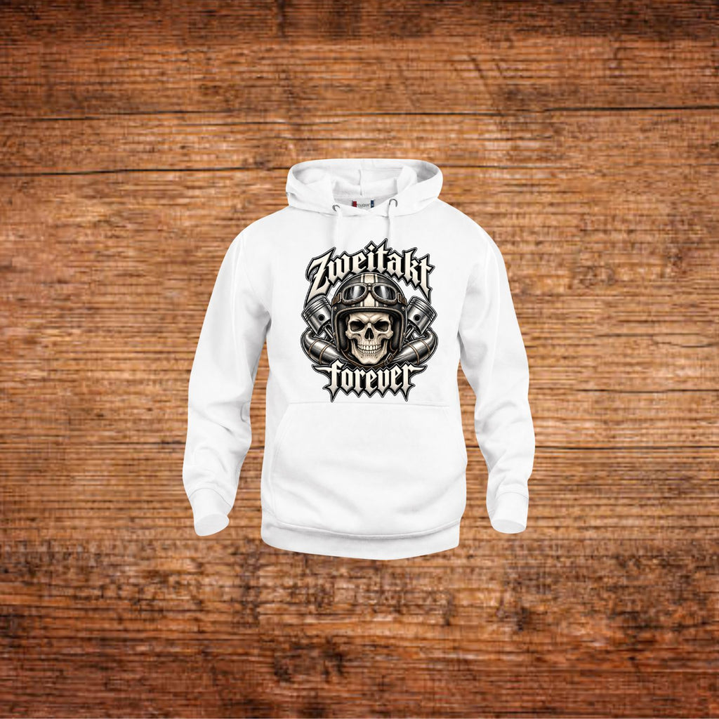 Weißer Hoodie mit Totenkopf-Motiv, Kapuze und Kängurutasche
