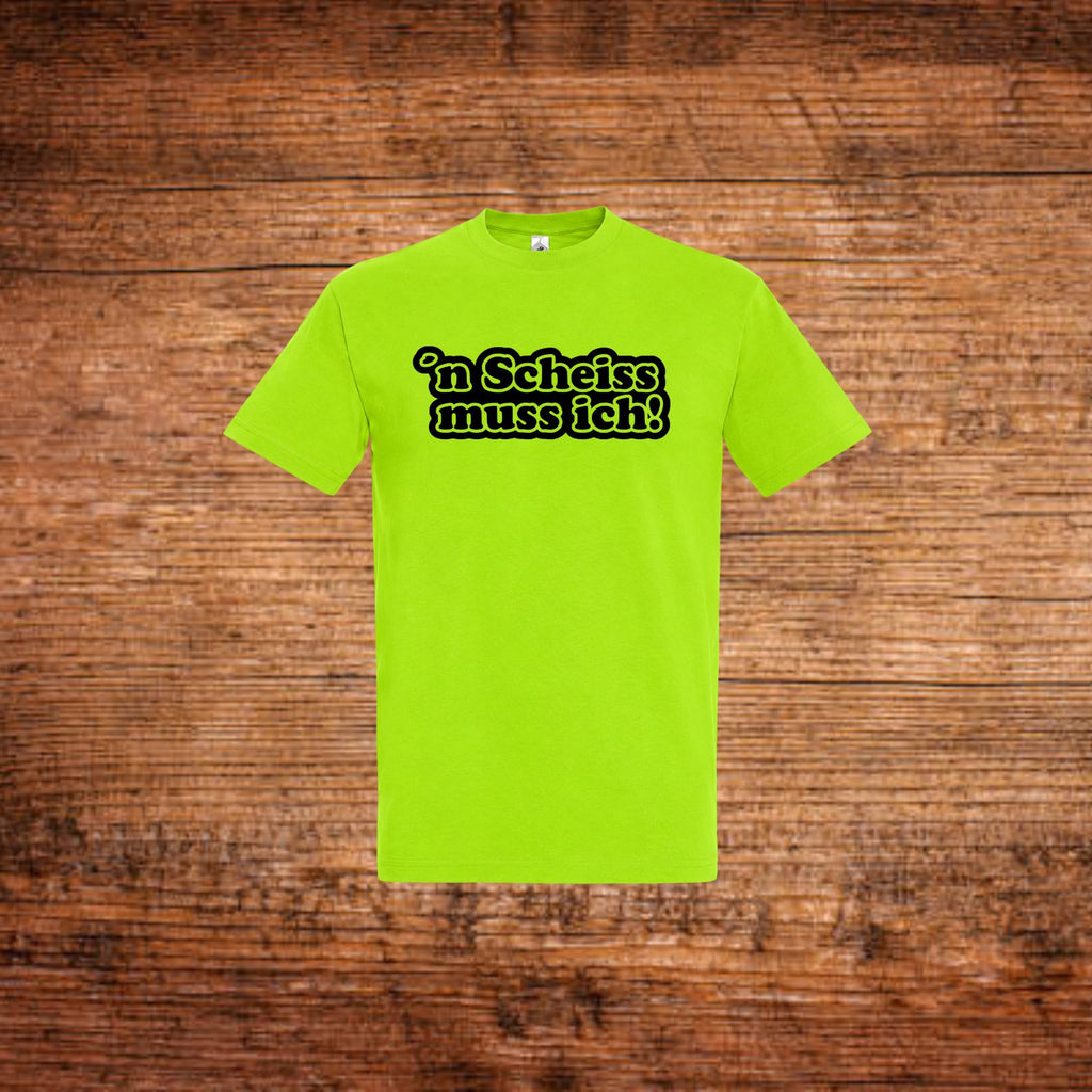 Neongrünes Statement-T-Shirt mit Frontprint „'n Scheiss muss ich“