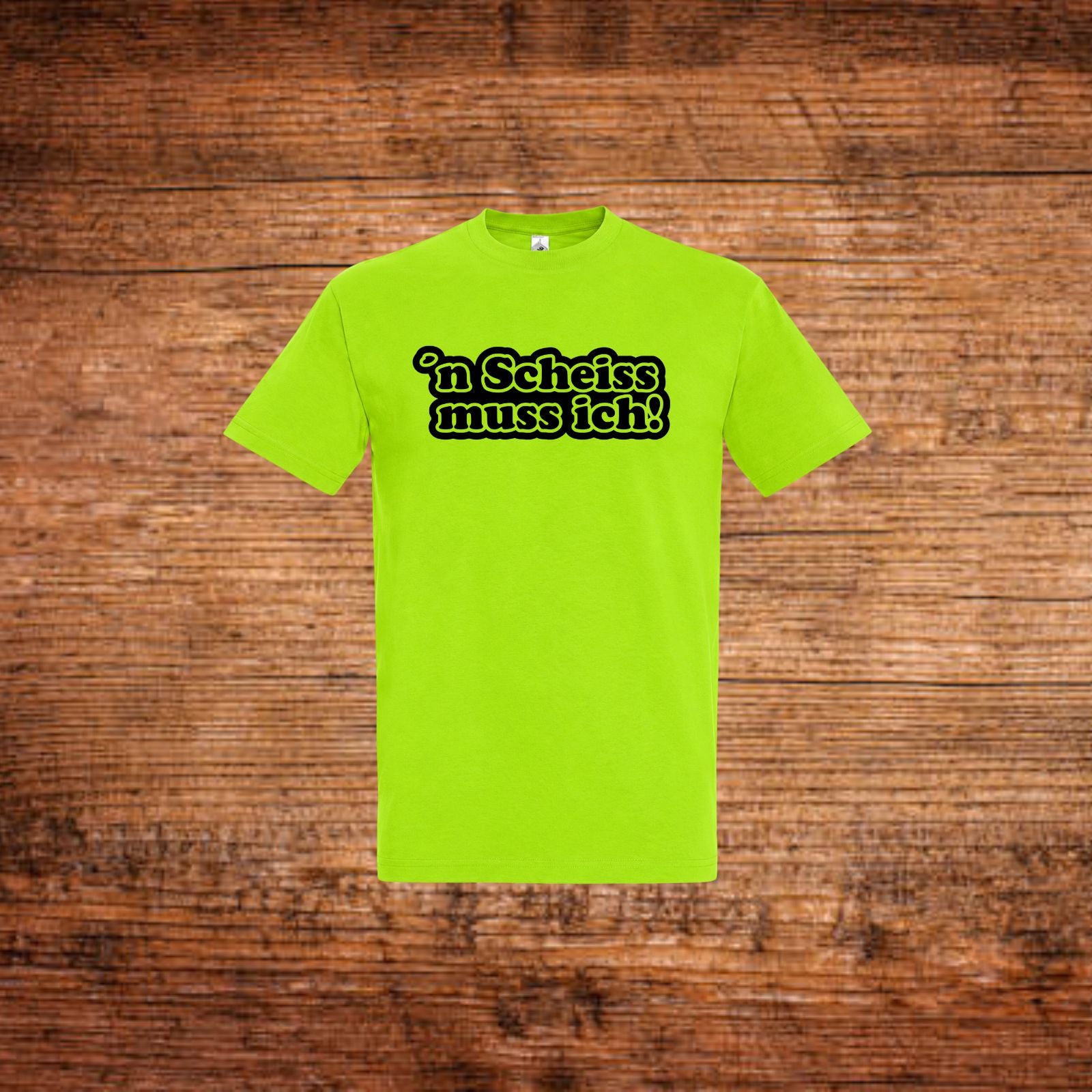 Neongrünes Statement-T-Shirt mit Frontprint „'n Scheiss muss ich“