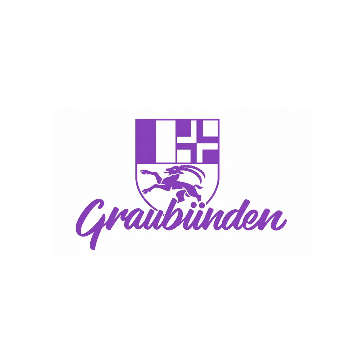 Sticker mit Kantonswappen und „Graubünden“-Schrift, lila/weiß