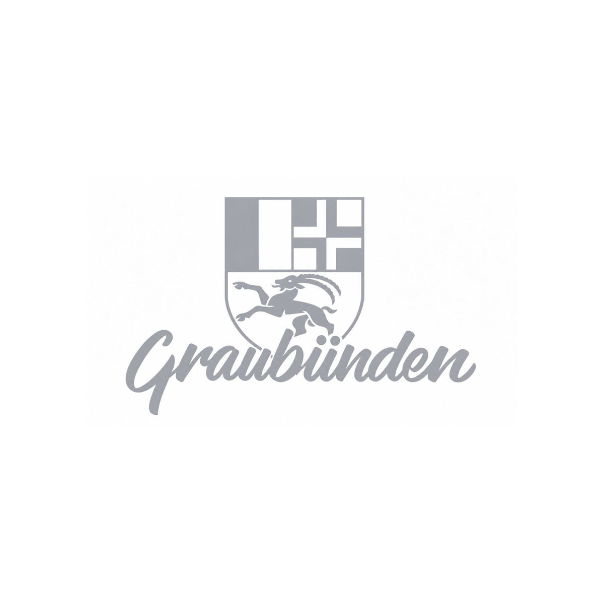 Sticker mit Kantonswappen und „Graubünden“-Schrift, grau/weiß