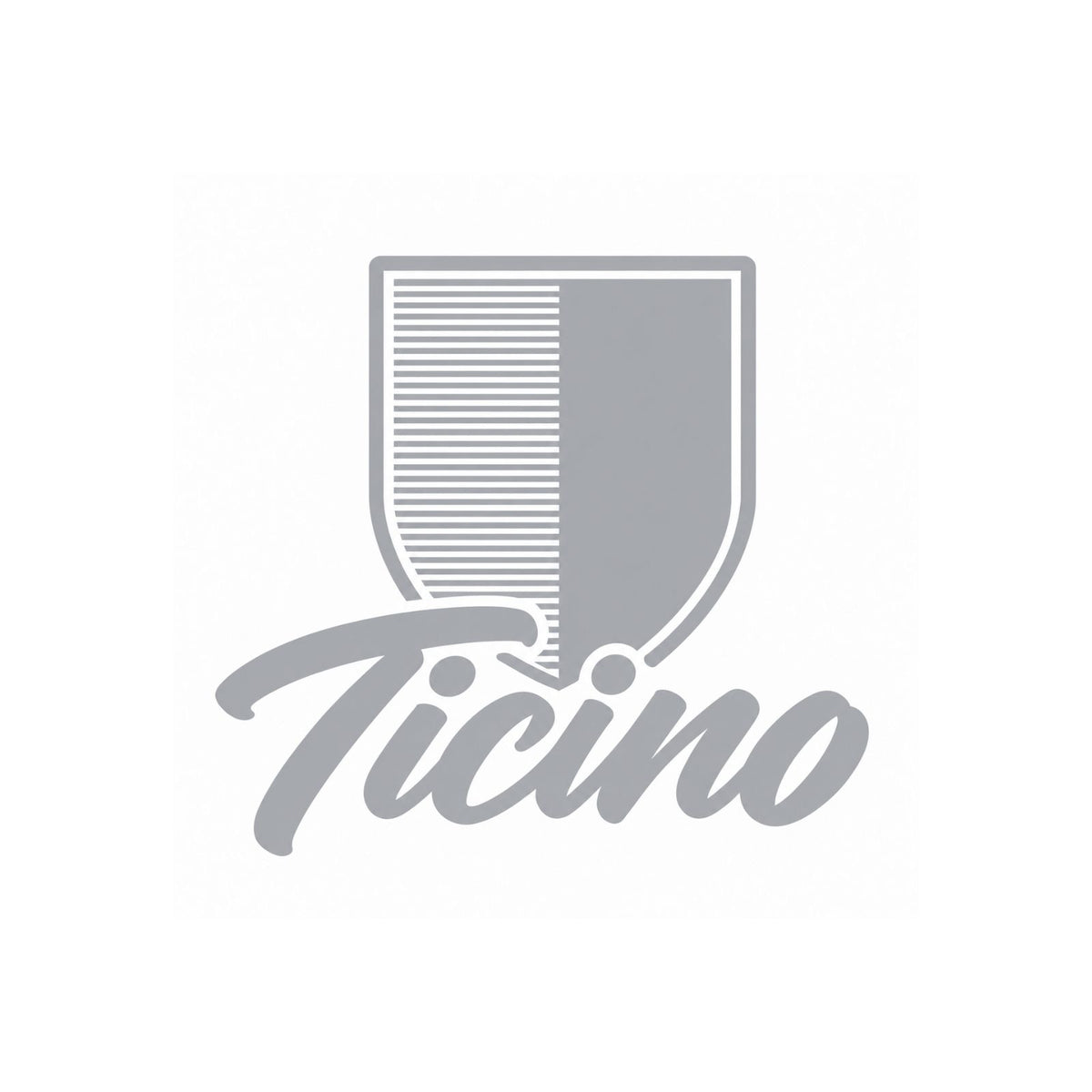 Vinyl-Aufkleber mit Tessiner Wappen und Schriftzug „Ticino“, grau mit hellen Konturen