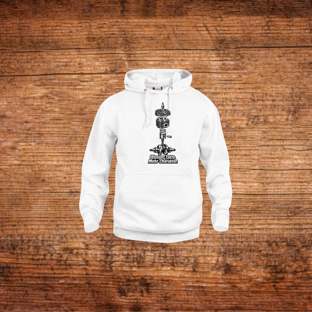 Weißer Hoodie mit Kapuze und Frontprint, Kordelzug vorne