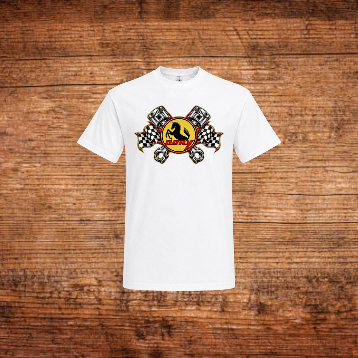 Weißes T-Shirt mit Pony-Motiv auf der Brust
