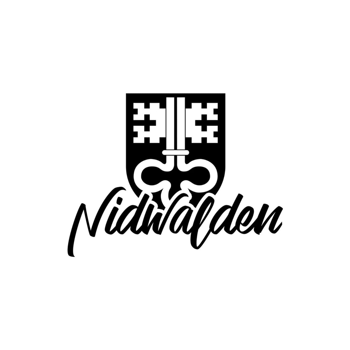 Nidwalden Sticker mit Kantonswappen und Schriftzug in Schwarz auf Weiß