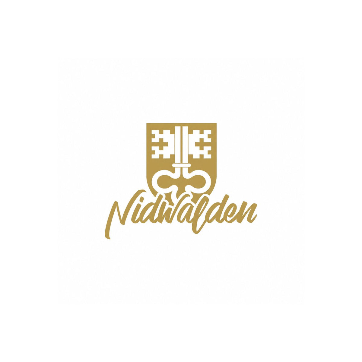 Nidwalden Sticker mit Kantonswappen und Schriftzug in Gold auf Weiß