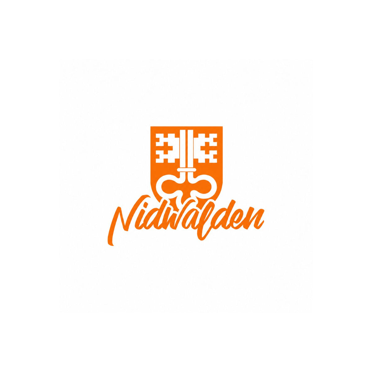 Nidwalden Sticker mit Kantonswappen und Schriftzug in Orange auf Weiß