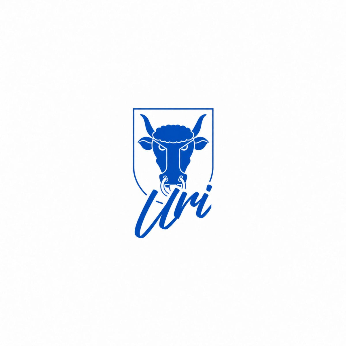 Sticker mit Uri-Wappen: Stierkopf im Schild, blauer Aufdruck