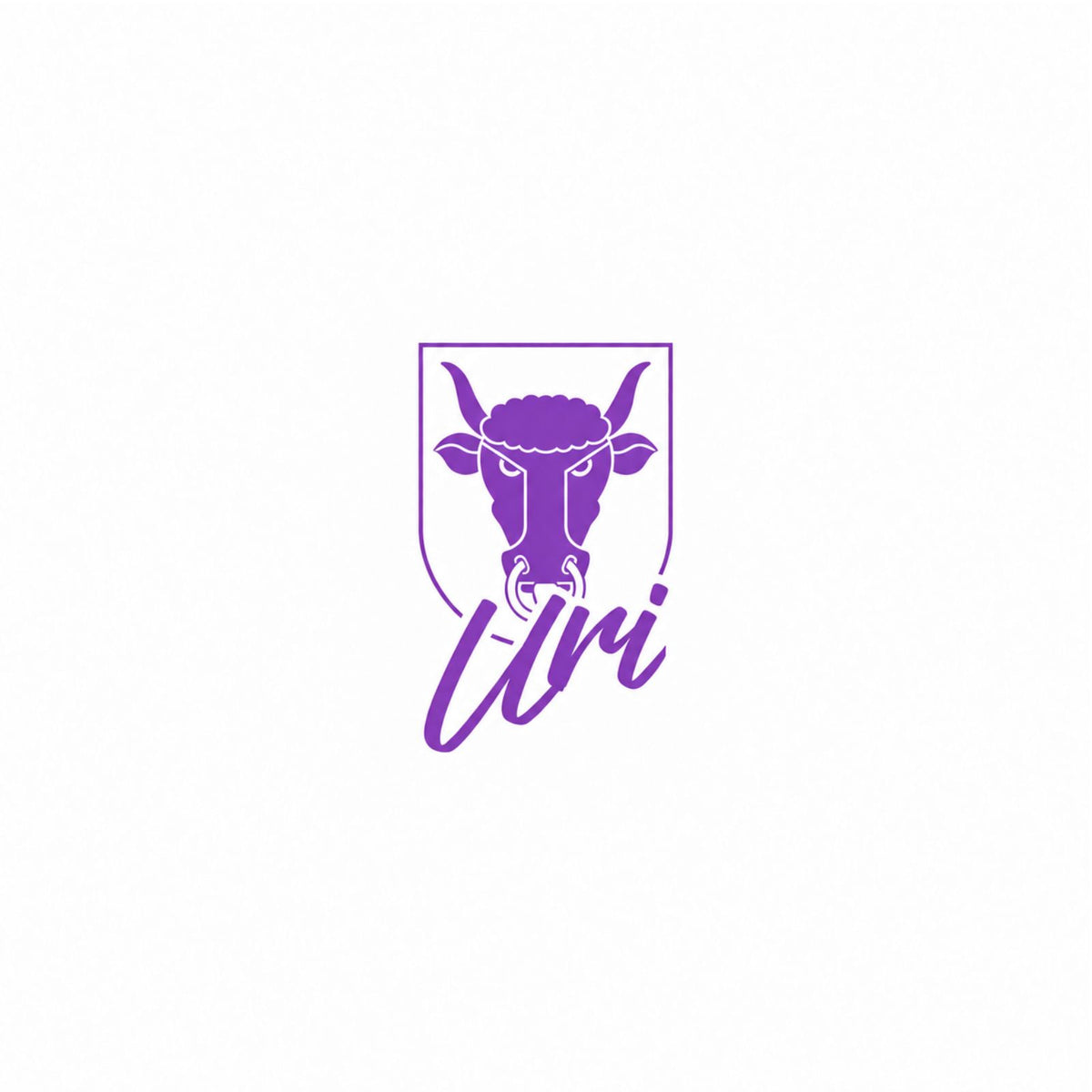 Sticker mit Uri-Wappen: Stierkopf im Schild, violetter Aufdruck