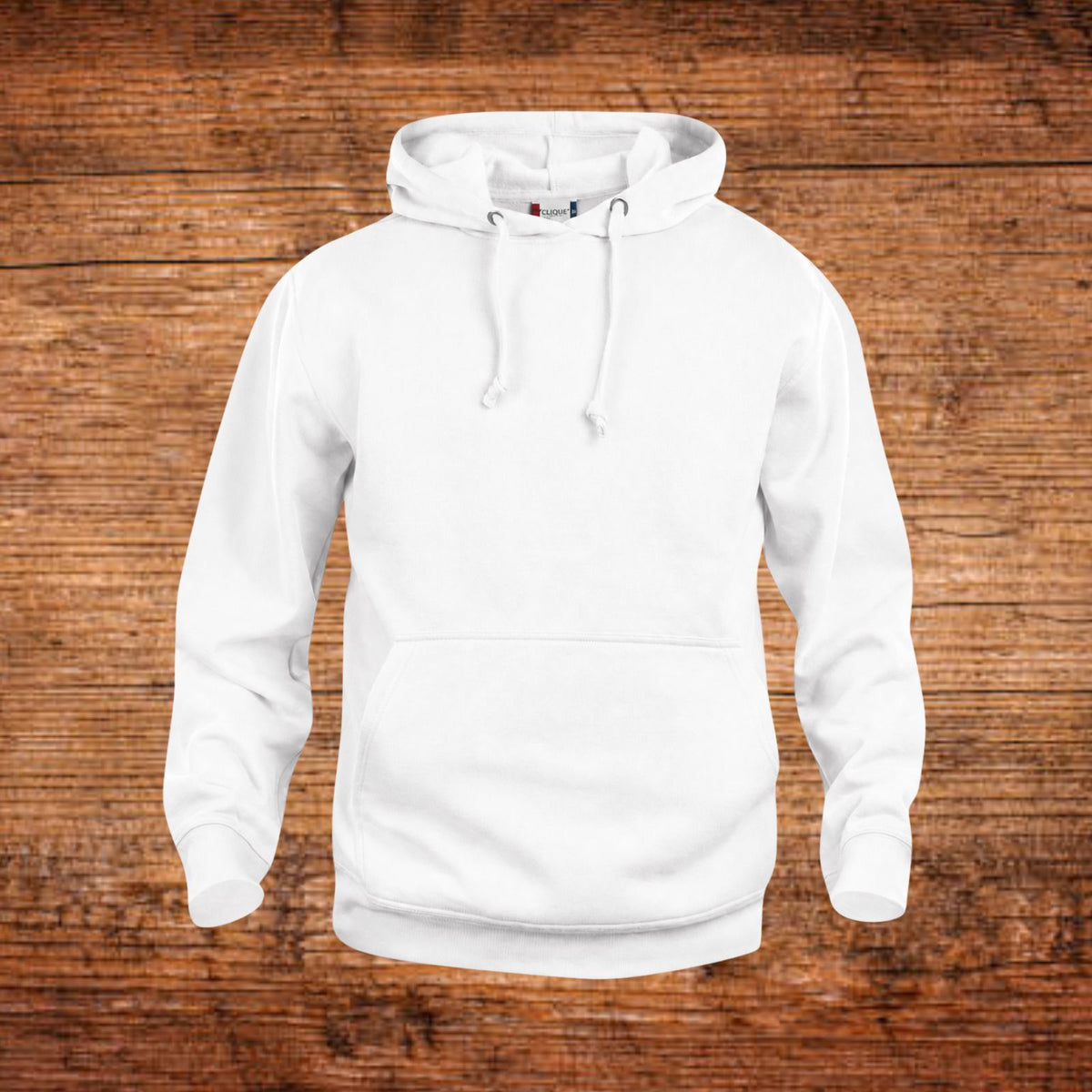 Hoodie mit Wunschtext, weiß, mit Kapuze und Kängurutasche
