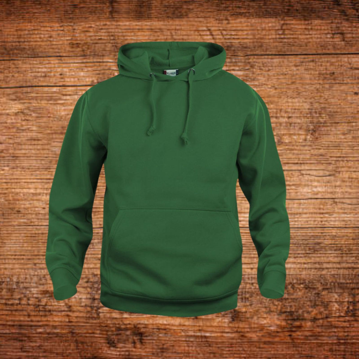 Hoodie mit Wunschtext, grün, mit Kapuze und Kängurutasche