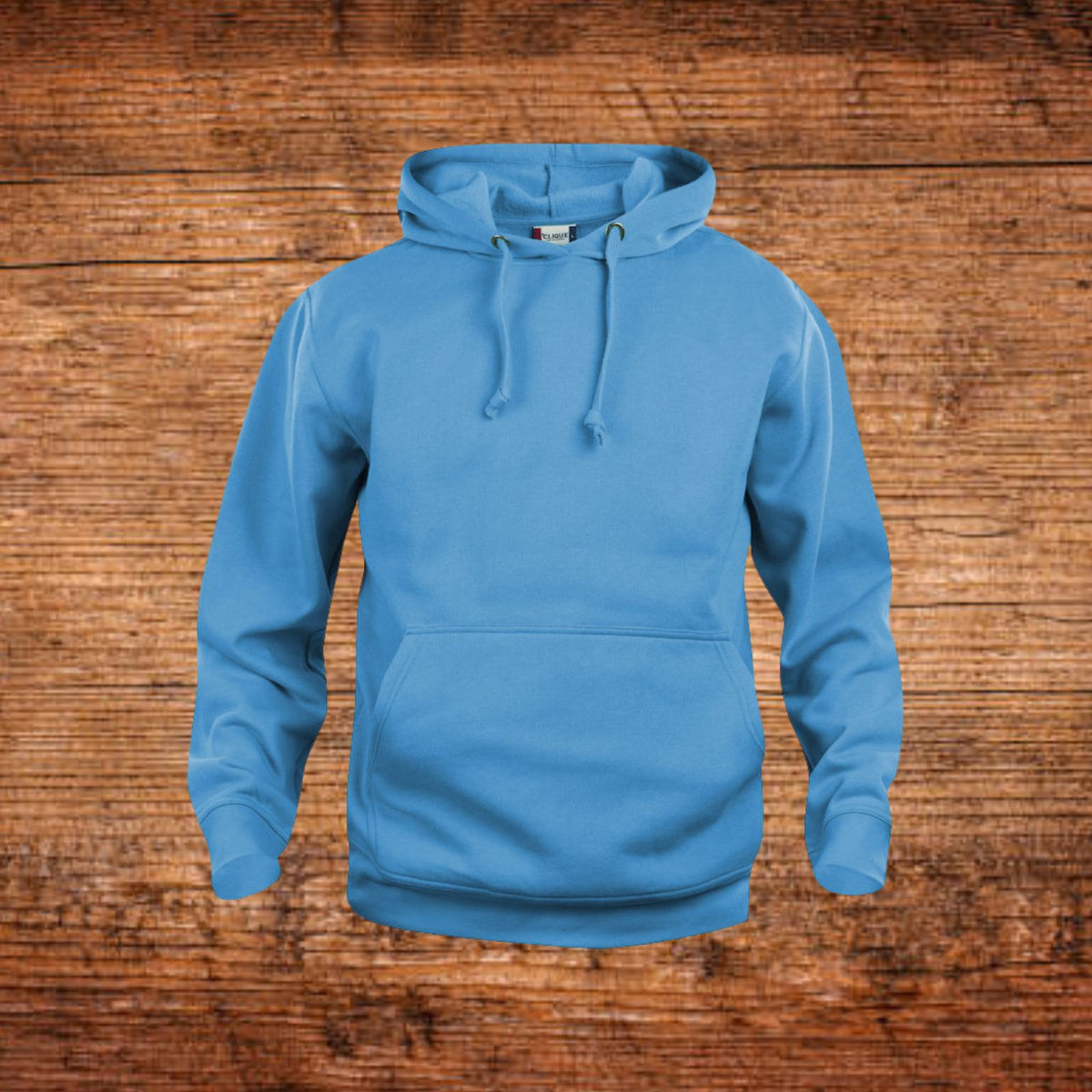 Hoodie mit Wunschtext, blau, mit Kapuze und Kängurutasche