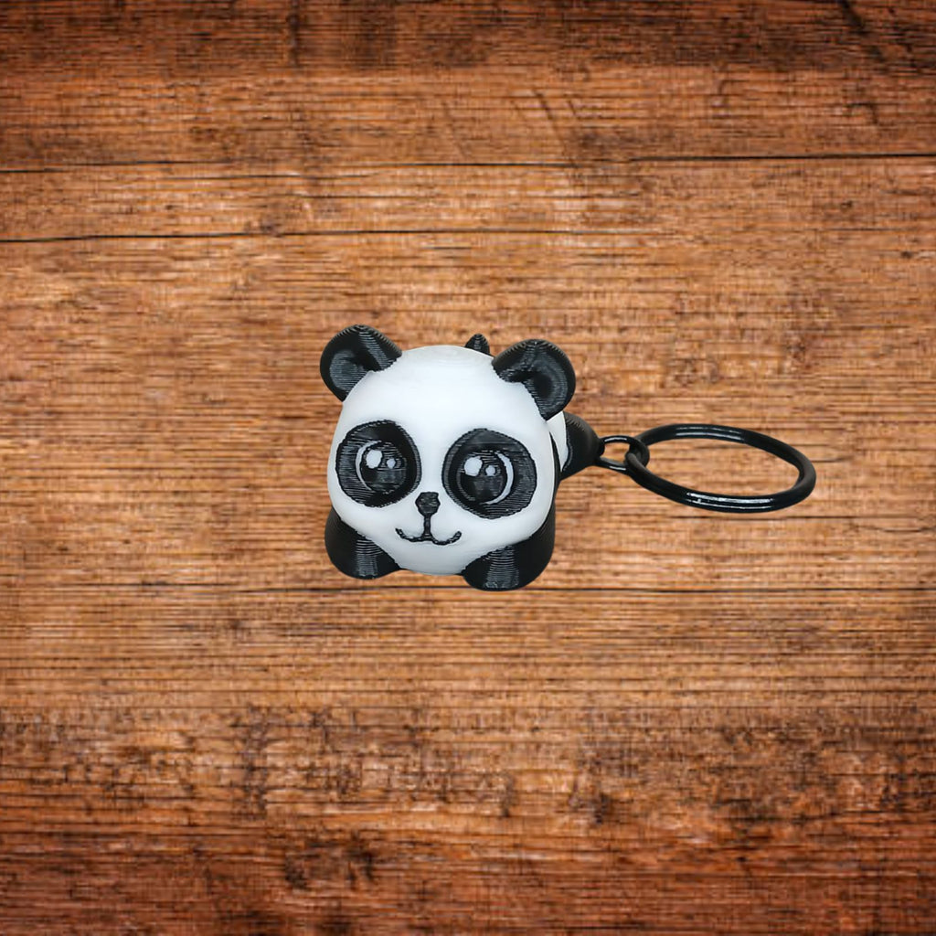 Panda-Schlüsselanhänger, weiß mit schwarzem Fell und Öse am Ring