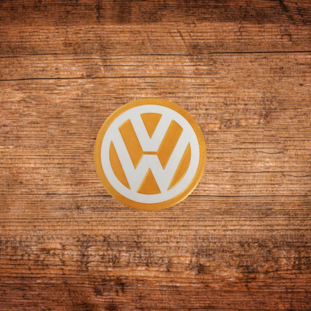 VW Untersetzer, rund mit VW-Logo, gold-weiß