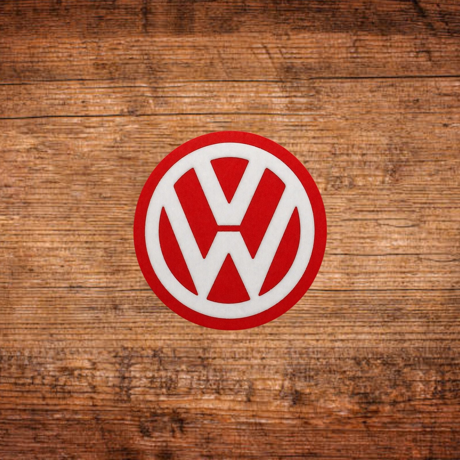 VW Untersetzer, rund mit VW-Logo, rot-weiß