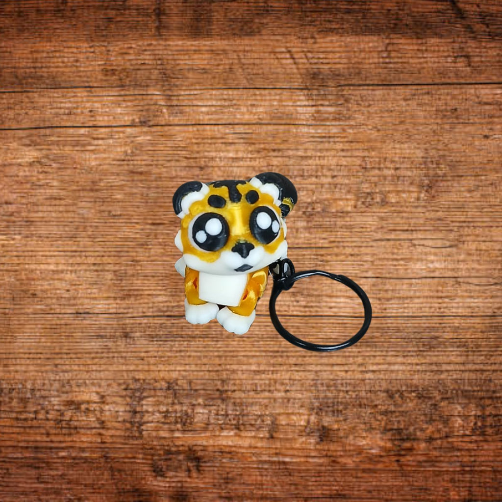 Bengal-Tiger-Schlüsselanhänger mit Figur und schwarzem Schlüsselring