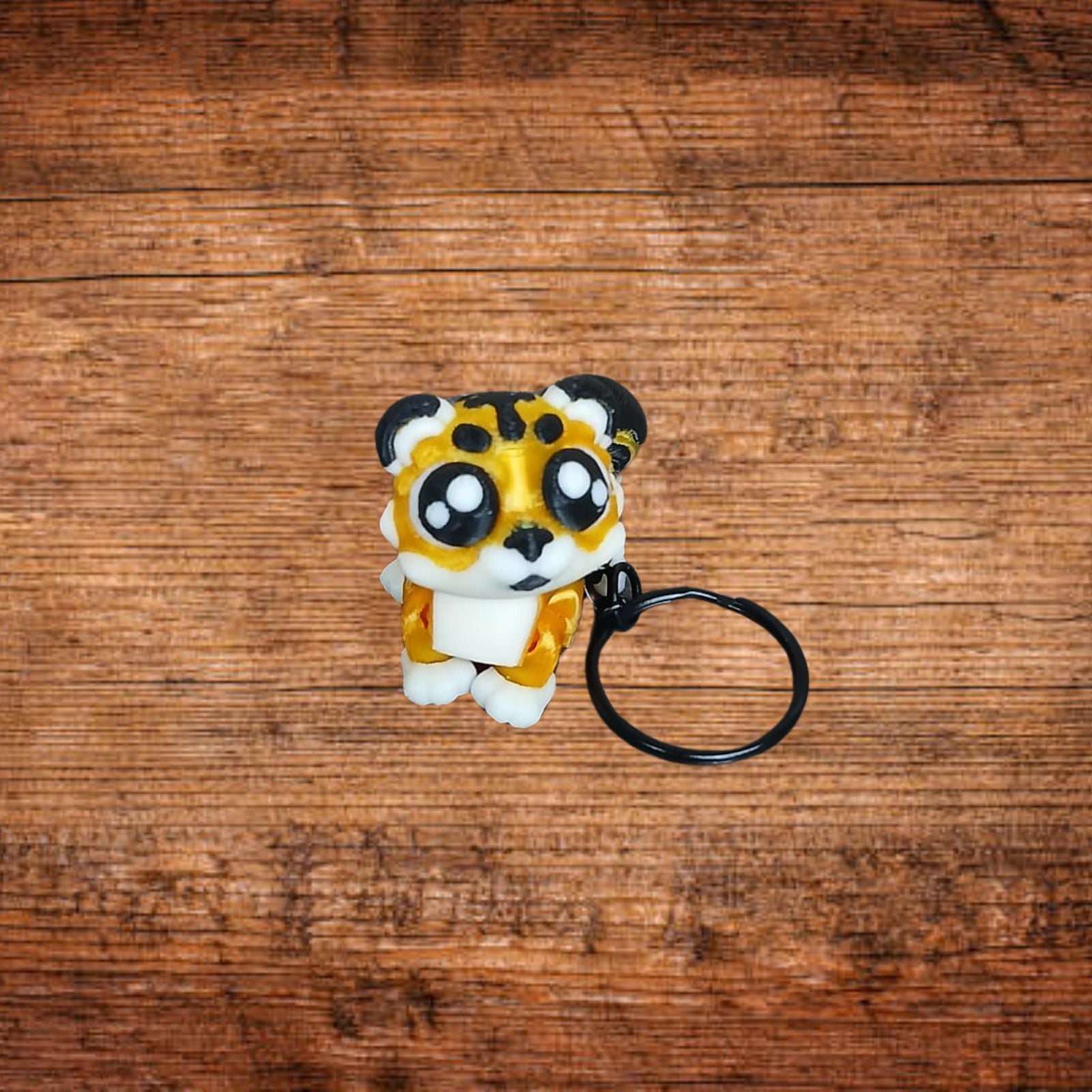 Bengal-Tiger-Schlüsselanhänger mit Figur und schwarzem Schlüsselring