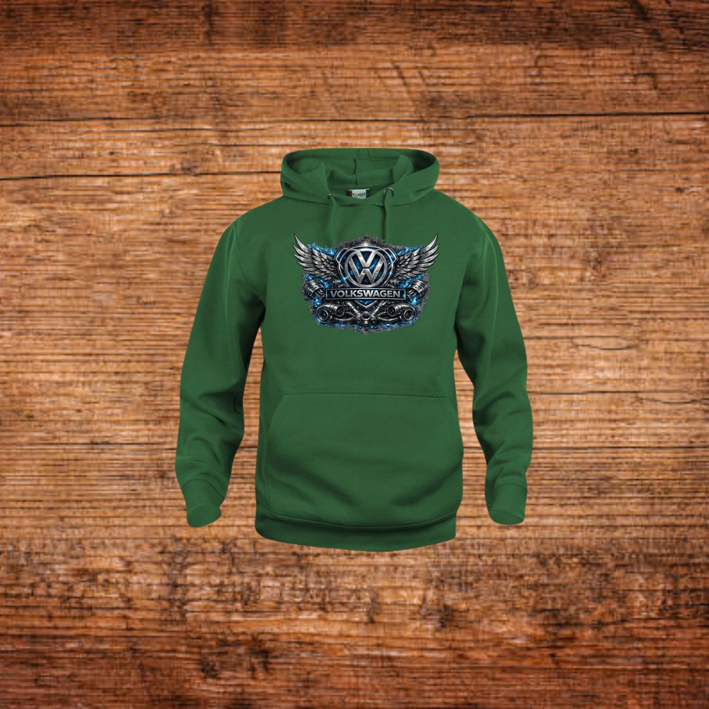 Grüner Kapuzenpullover mit Frontprint und Flügel-Wappen