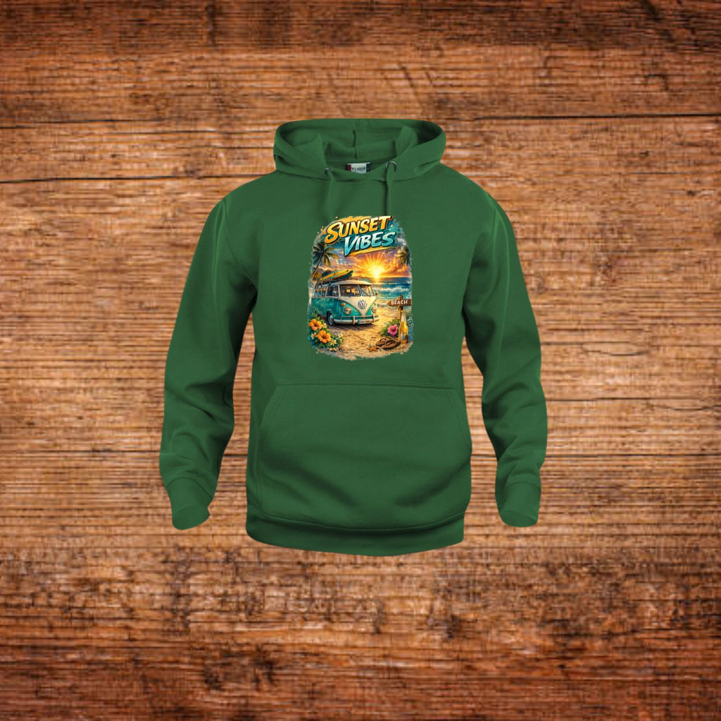 Grünes Kapuzensweatshirt mit Frontprint, Kordelzug und Kängurutasche