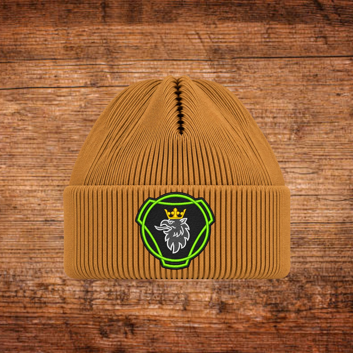 Greif-Wappen Wintermütze bestickt – Beanie mit gekröntem Greif
