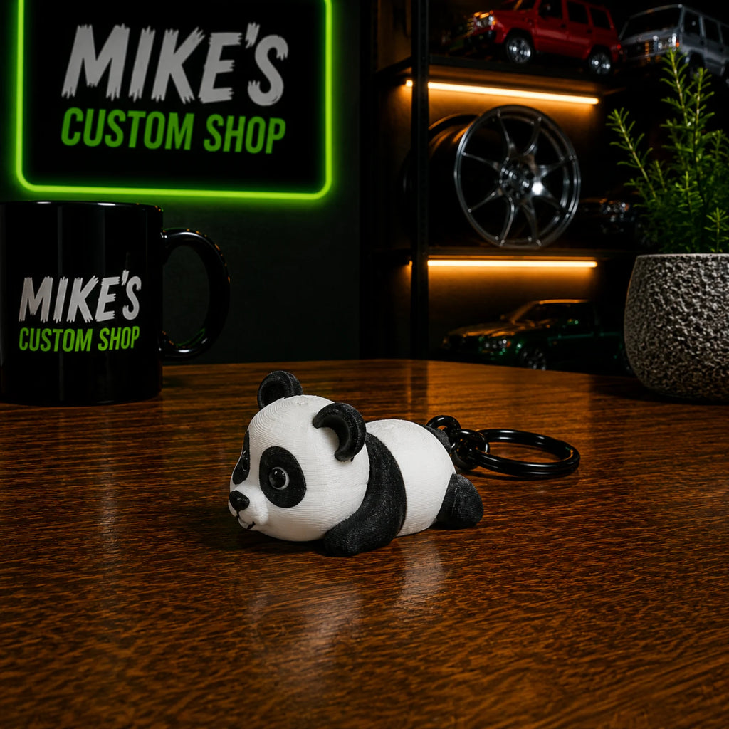 Panda-Schlüsselanhänger mit beweglichem 3D-Druck, schwarz-weißes Plüschtier-Design