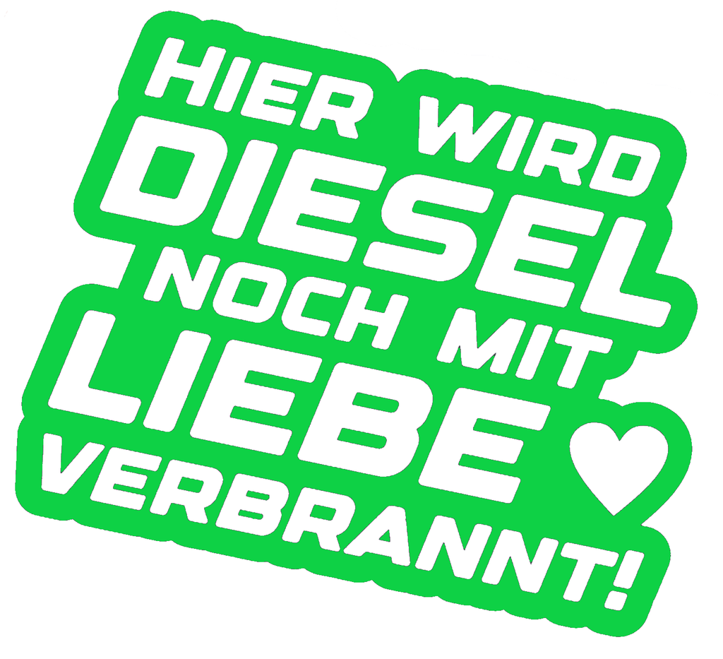 Aufnäher mit weißem Schriftzug auf grünem Grund und weißem Herz